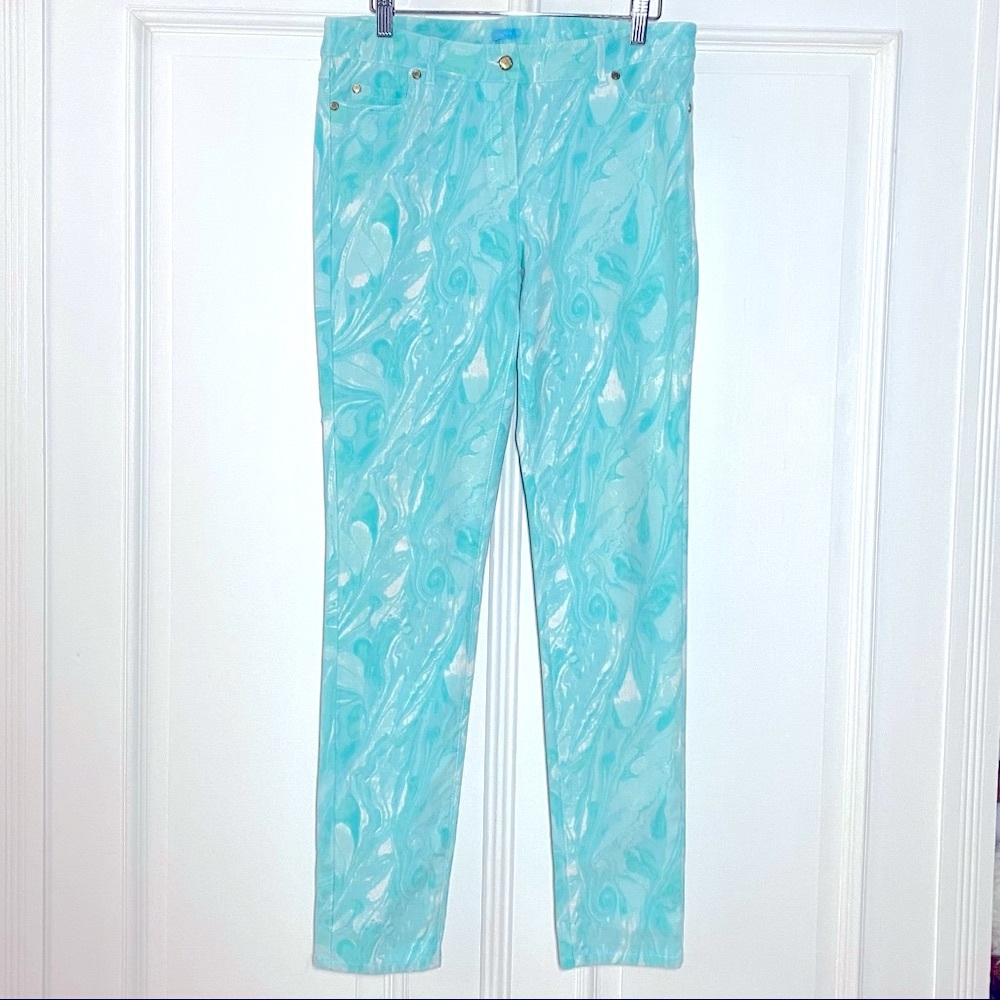 J McLaughlin Watery Turquoise Coastal 5 Pocket Stretch Jeans